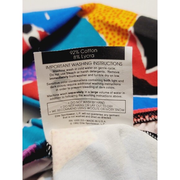 GK Elite VTG 90s Pop Culture Geometric LS Cotton Leotard Bodysuit AXS Adult XS - Picture 9 of 11